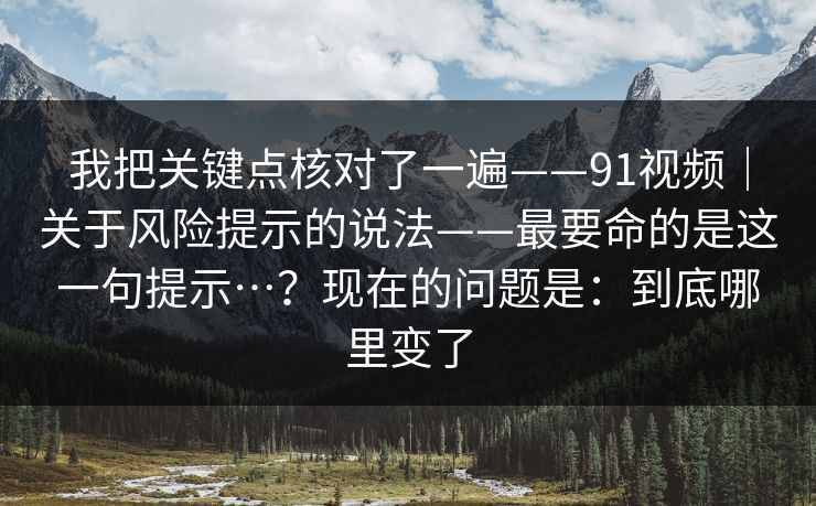 我把关键点核对了一遍——91视频｜关于风险提示的说法——最要命的是这一句提示…？现在的问题是：到底哪里变了  第1张