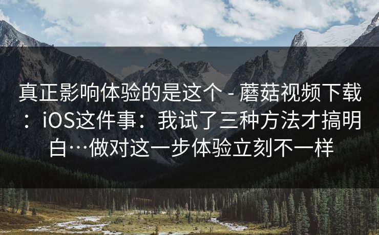 真正影响体验的是这个 - 蘑菇视频下载：iOS这件事：我试了三种方法才搞明白…做对这一步体验立刻不一样